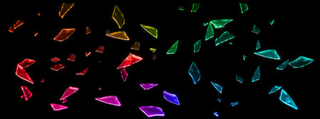 3d rendering of multicolored crystals on a black background.