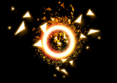3d illustration of an exploding light circle on a black background