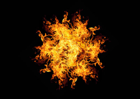 Fire flames on black background. Abstract fire flames isolated on black background