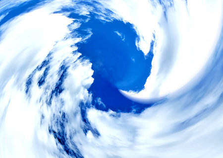 Blue sky with white clouds. Abstract nature background. 3d renderの写真素材