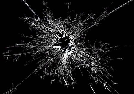 broken glass on a black background, cracks in the glass, cracks in the glass