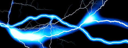Lightning bolt on black background. 3d rendering, 3d illustration.