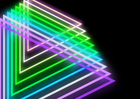 Abstract background. Multicolored lines on a black background. Illustration.