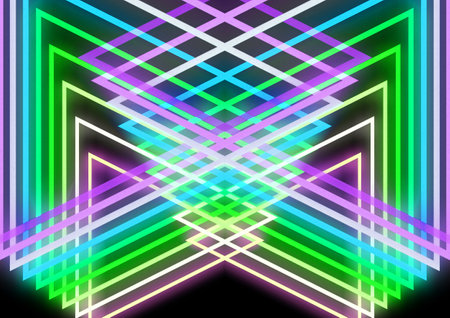 Colorful neon lines abstract background.の写真素材