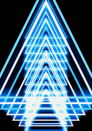 Neon triangle on a black background. 3d rendering, 3d illustration.