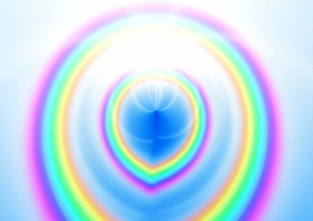 abstract rainbow background with rays of light and lens flare effect.の写真素材