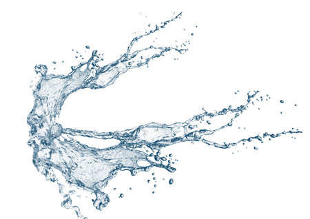 blue water splash isolated on white backgroundの写真素材