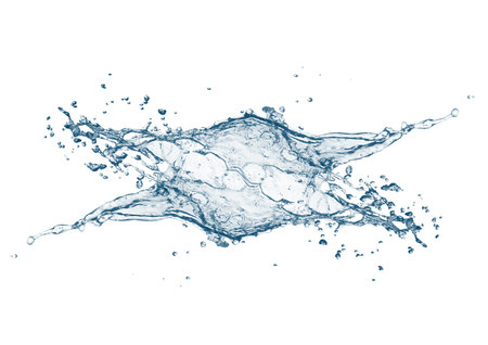Abstract blue water splash 3d illustration background on white background with text spaceの写真素材