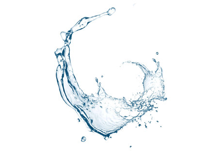 Abstract blue splashes swirling 3d illustration on white backgroundの写真素材