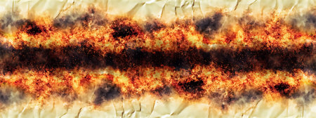 Burning fire and crumpled paper background with copy space.の写真素材