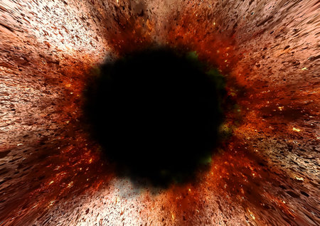 3d illustration background of scorched and perforated fire flames with text space