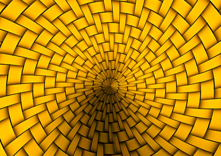Abstract yellow background with concentric lines. 3d rendering, 3d illustration.の写真素材