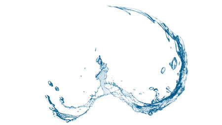 blue water splash isolated on white background. abstract water splash. blue water wave.の写真素材