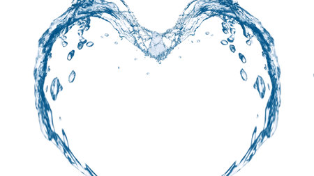 Water splash in the form of heart isolated on a white background.の写真素材