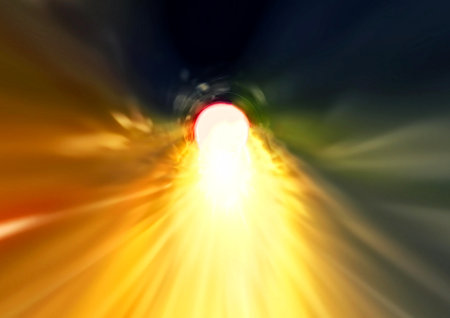 abstract background with speed motion blur and sunbeams in the dark