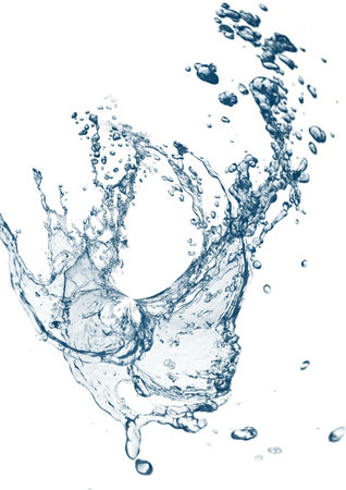 blue water splash isolated on white backgroundの写真素材