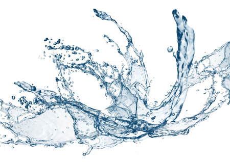 blue water splash isolated on white background. abstract water splash..の写真素材