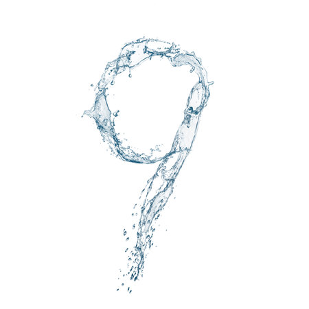 3d illustration of abstract blue water splashes in the shape of the number 9