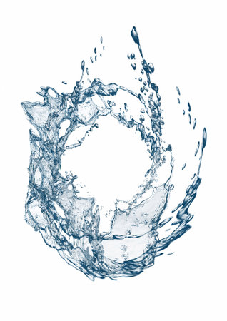 Abstract blue waves and splashes swirling 3d illustrationの写真素材