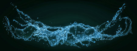 Water splash on dark background. Abstract water wave. Vector illustration.
