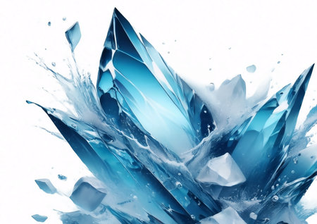 abstract blue water splash isolated on white background. 3d illustrationの素材
