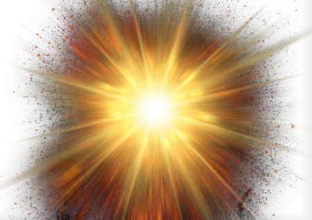 3d illustration of exploding flames and rays