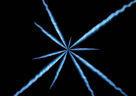 Abstract blue star on black background. Computer generated 3D photo rendering.