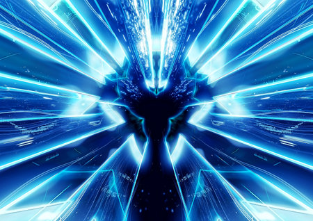 3d rendering of abstract technology digital hi tech background with glowing lines