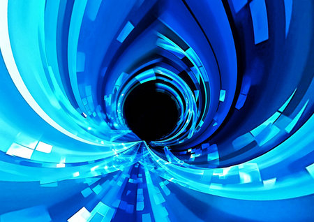 3d illustration of abstract blue light tunnel