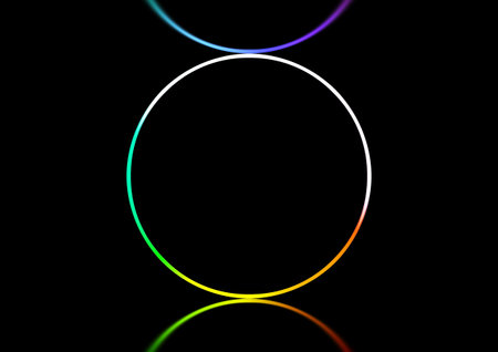 Neon circle on a black background with reflection.