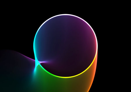 abstract background with a glowing circle in the center and space for textの写真素材