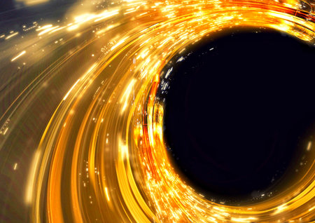 Abstract background. Yellow-black palette. Raster fractal graphics.の写真素材