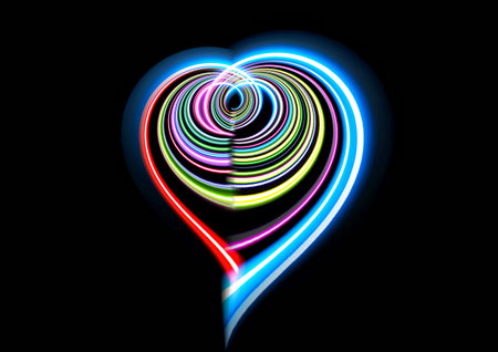 Neon heart on a black background. Vector illustration for your designの写真素材