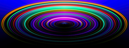 Colorful neon light wavy lines swirling on a black background. Technology digital background.
