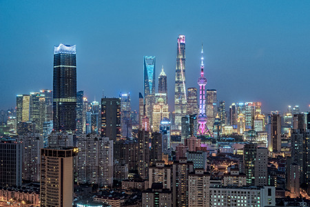 Night view of Shanghai, Lujiazuiのeditorial素材