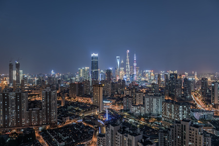 Night view of Shanghai, Lujiazuiのeditorial素材