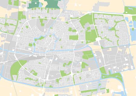 vector city map of Leeuwarden, Netherlandsのイラスト素材