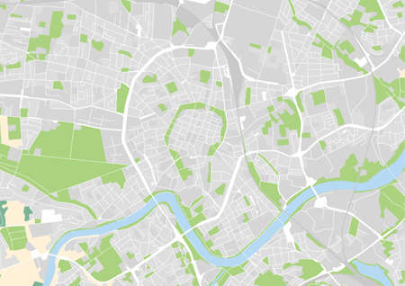 vector city map of Krakow, Polandのイラスト素材