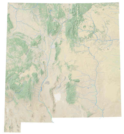 High resolution topographic map of New Mexico with land cover, rivers and shaded relief in 1:1.000.000 scale.の写真素材