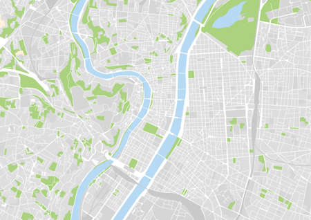 vector city map of Lyon, Franceのイラスト素材
