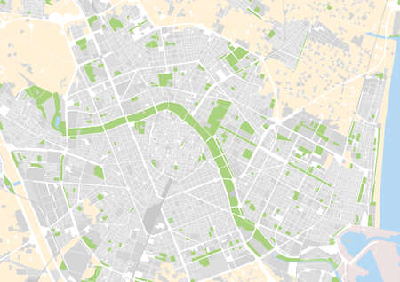 vector city map of Valencia, Spainのイラスト素材