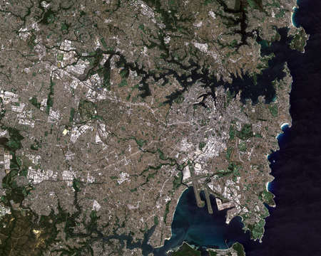 satellite image of Sydney, Australiaの写真素材
