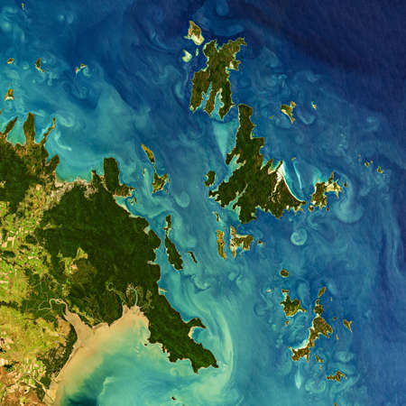 Satellite image of Whitsunday islands, Australiaの写真素材