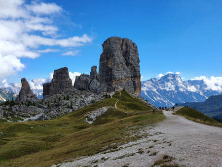 Cinque Torri peaks in the Dolomites, Italyの写真素材