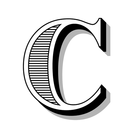 Classic font with lines in the Victorian style.の写真素材