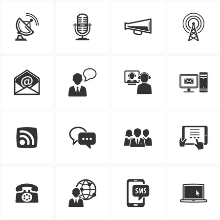 Set of 16 communication icons great for presentations, web design, web apps, mobile applications or any type of design projects のイラスト素材