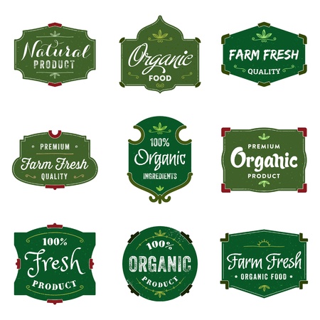 A collection of 9 duotone labels, perfect to showcase and promote your products のイラスト素材