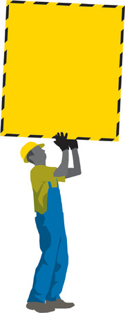 Construction Worker holding Memo Poster (vector)のイラスト素材