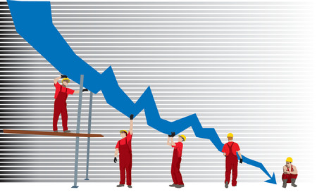 Business failure and depression graph representing bankrupt (vector)のイラスト素材