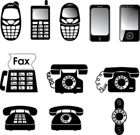 Collection of vector old and new phone iconsのイラスト素材